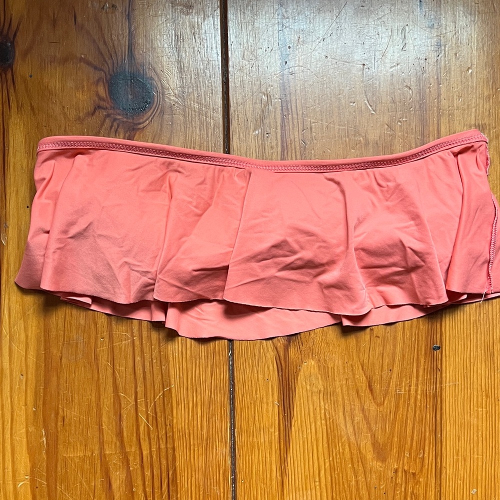 l*space Coral Pink Ruffle Bandeau Swim Top